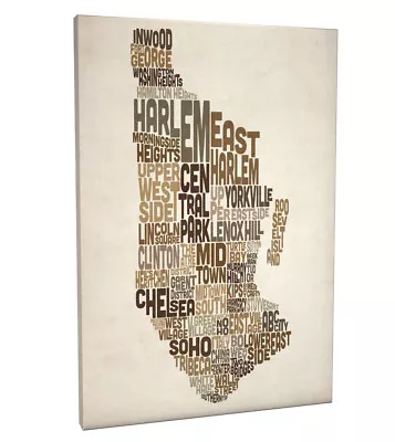 £13.99 • Buy Manhattan, New York, United States Text Map Box Canvas And Poster Print (216)
