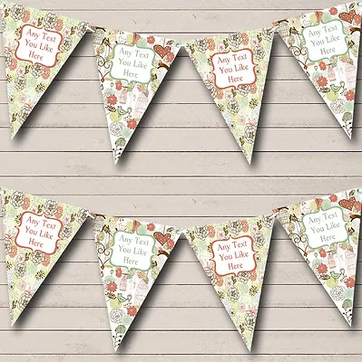 Birdcage Vintage Floral Personalised Shabby Chic Garden Tea Party Bunting Banner • £3.99