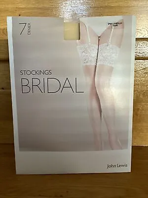 John Lewis Bridal Stockings 7 Denier Waitrose Ivory Lace Top Bare Look S-M • £5.99