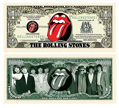 Pack Of 100 Rolling Stones 50th Limited Edition Collectible Million Dollar Bill  • $24.95