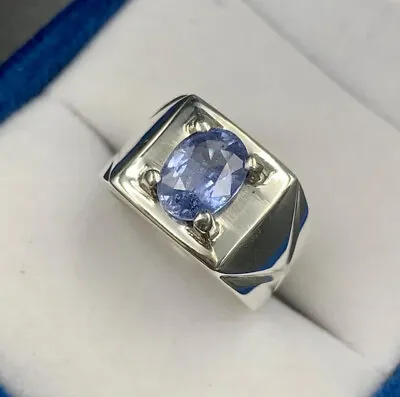 Ceylon Sapphire Ring Natural Blue Sapphire Ring For Men 925 Silver Neelam Ring • £240.14