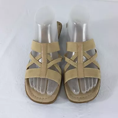 Mootsies Tootsies Sandals Size 8 Medium Tan Cream Wedge Heel Stretch • $10.98