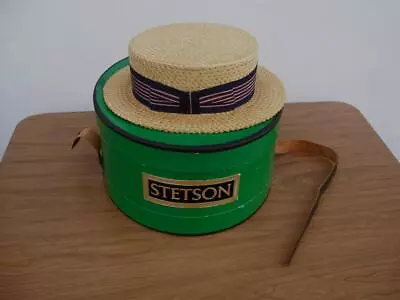 Vintage *stetson Select* Straw Boater Hat With Box Size 7 3/8  • $525