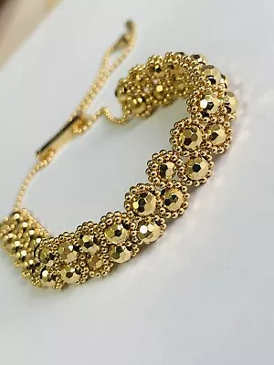 Unique 9ct Yellow Gold Fancy Link Bracelet 22ct Gold Look Adjustable • £595