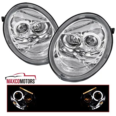 Projector Headlights Fits 1998-2005 VW Volkswagen Beetle LED Halo Left+Right • $180.49