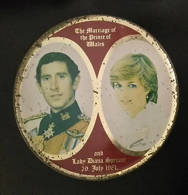 VINTAGE SK Prince Charles & Lady Diana Spencer Royal Marriage Travel Sweet Tin • £4.99
