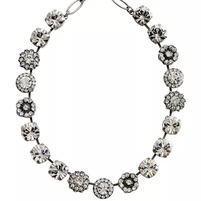 MARIANA STUNNING Silver Large Floral Mosaic ON A CLEAR DAY Crystal Necklace • $262