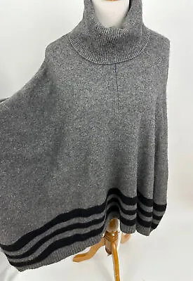 TAHARI Gray Turtleneck Poncho Sweater Wool Yak M • $56