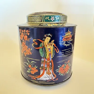 Japan Theme Tea Tin Daher Long Island Vintage Canister England 5.5  Tall W/Lid • $9.99