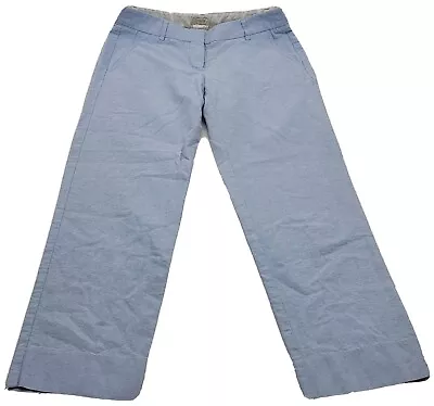 J. Crew Pants Womens Size 4 Skimmer Oxford  Cropped Leg Blue Style A1201     • $17.99