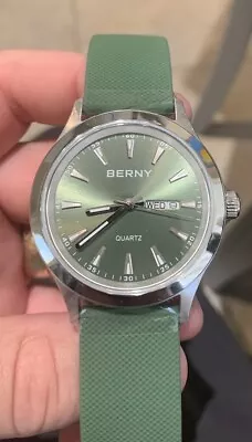 BERNY 2676 Miyota Quartz Luxury Men's Watch Date Luminous 3ATM Green 40mm • $69.99