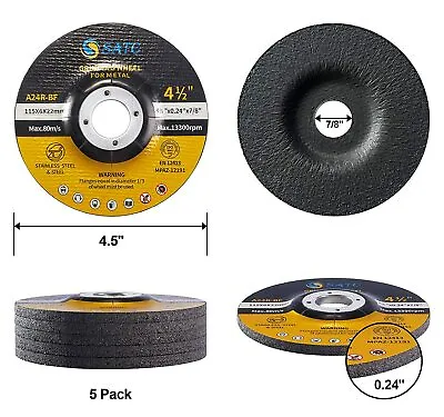 10 Pack - 4-1/2  X 1/4  X 7/8  SATC Grinding Wheels For Aluminum And Soft Metals • $29.49