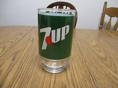 Vintage 7UP Large Glass 32 Oz. Soda Pop Beverage Glass Green W/ White Bubbles • $8.99