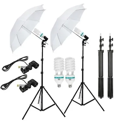 Photo Studio 33  Umbrella 2m Light Stand 150W Bulb Continuous Lighting Lamp Kit • £86.99