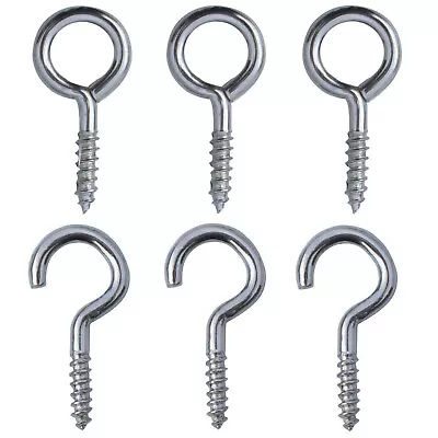 Hooks And Eyes For Net Curtain Wire Silver Picture Hanging Frame Chrome Screws • £3.79