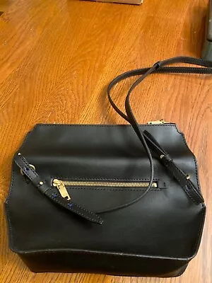 Nwt J Crew Classic Ladies Black Leather Foldable Shoulder Handbag • $89.92