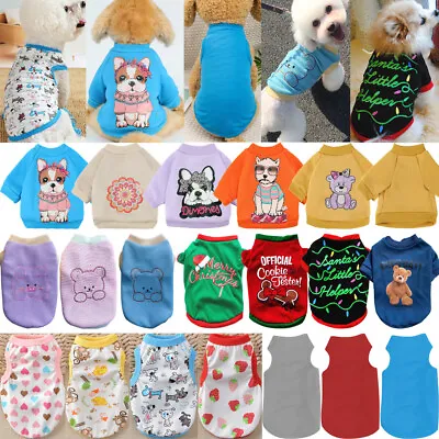 Pet Christmas Clothes Puppy Dog Jumper Small Yorkie Chihuahua Cat T-shirt Outfit • £3.65