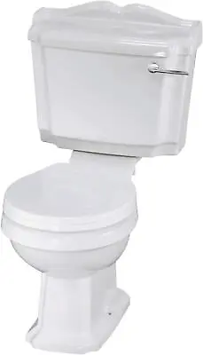 £139.99 • Buy Toilet Pan Close Coupled Round Cistern Traditional White Bathroom Seat