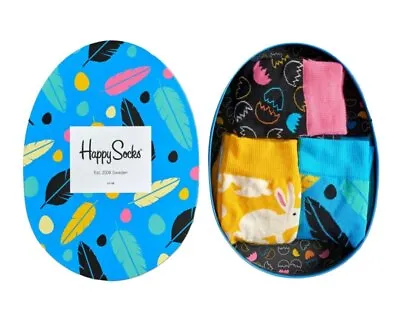 HAPPY SOCKS Unisex Combed Cotton Easter Egg 3 Pairs Gift Set Size 10-13 NWB • $18.56