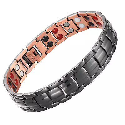 Black Pure Copper Magnetic Bracelet Arthritis Pain Relief Energy Power Men Women • $49.70