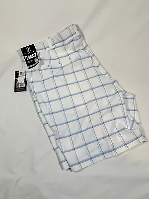 NEW! Men's PGA Tour White / Blue Plaid Golf Shorts- Waist Size 42 Stretch New • $13.95