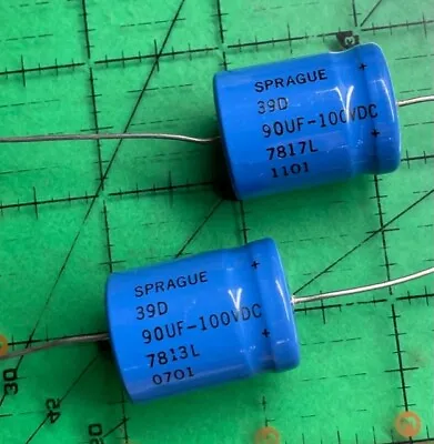 90uF 100v Sprague Axial Electrolytic Capacitor Audio AMP 39D906F100HE4  2pcs • $24.58