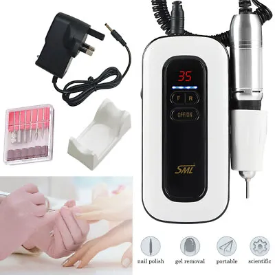 35000RPM Pro Electric Nail Drill File Rechargeable Portable Manicure Machine Set • £37.65