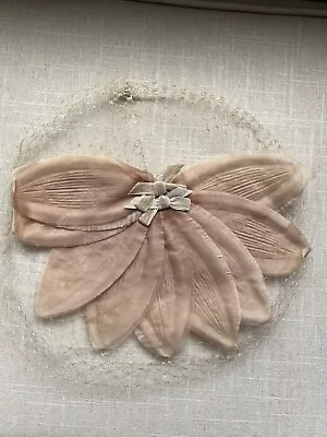 Womens Vintage Ivory/light Pink  net  Fascinator  Hat With  leaves • $11