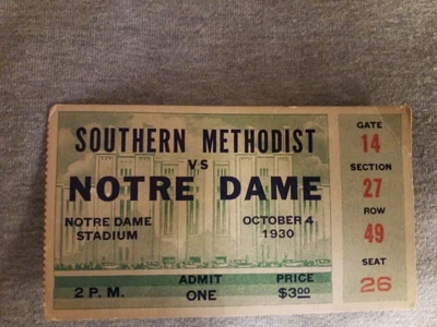 $1500 • Buy Notre Dame Football  Memorabilia,  Ticket Stubs