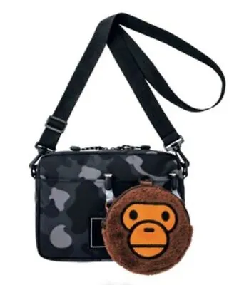 Bape Kids By A Bathing Ape Camo BLK Shoulder Bag & MILO Pouch Autumn Winter 2022 • $75.98