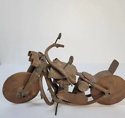 Vintage Copper Motorcycle Figurine Statue Heavy Scrap Metal Brutalist Biker  • $19.95