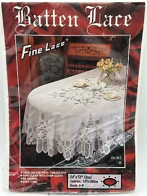 Tablecloth Batten Fine Lace JS-917 Deluxe Vinyl Tablecloth 54”X72” Oval NIP • $34.99