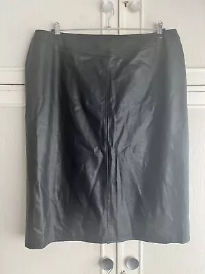 Marks & Spencer Black Leather Look PVC Midi Skirt Size 24 • £20