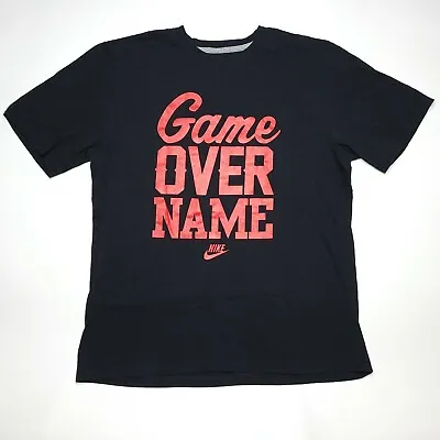 Nike Red Game Over Name Spell Out Black Short Sleeve T-Shirt Adult Size Large • $6