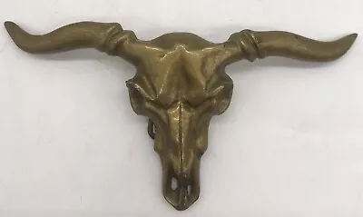 Brass TEXAS LONGHORN STEER SKULL BELT BUCKLE Large • $27.99