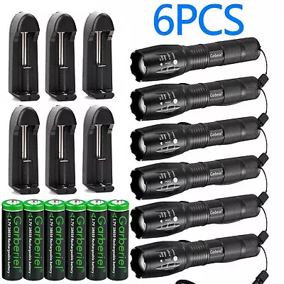 Tactical High Powered T6 LED Flashlight Police 5Modes Zoom Torch Light Aluminum • $39.99