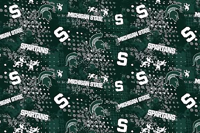 Michigan State University Spartans Cotton Fabric Splatter Print-Sold By The Yard • $17.99