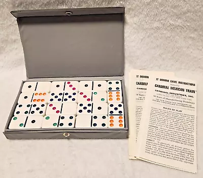 Vintage Cardinal Mexican Train Double Six Color Dominoes Complete With OG Case • $15