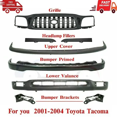 New Fits 01-04 Toyota Tacoma Front Bumper Primed Kit With Brackets Grille Filler • $420.30