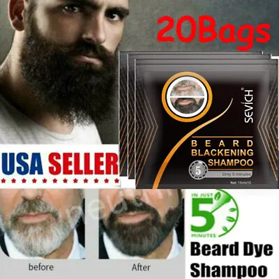 20 Bags Mens Beard Hair Coloring Dye Tint Cream Moustache Blackening Shampoo US • $17.65