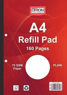 A4 Refill Plain Pad 160 Pages Multipurpose Paper (White Plain 80 Sheet) 2 Pack • £6.99