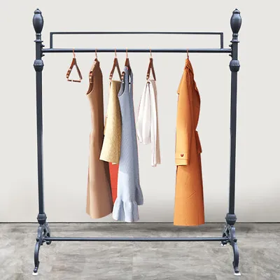 Vintage Ornate Metal Garment Clothes Quilt Display Hanger Rack Floor Stand Black • $96.82