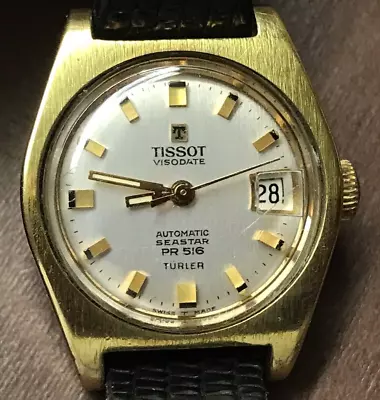 Vintage Tissot 21j Visodate Seastar PR 516 Turler Ladies Automatic Wristwatch • $135