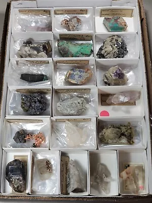 CO/World Minerals Mixed Flat 20Pcs- Amethyst Fluorite Phenakite Molybdenite  • $250