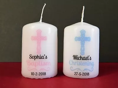 Personalised Christening Baptism Holy Communion Candle Favour 4 Colours • £11.50