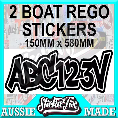 $24.90 • Buy 2x Boat Rego Sticker Decals Set 150mm High Vinyl Registration