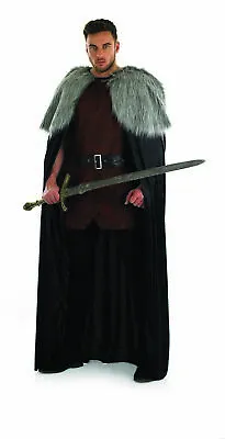 Mens Viking Warrior Long Cape One Size Medieval Knight Lord Fancy Dress Costume • £29.99