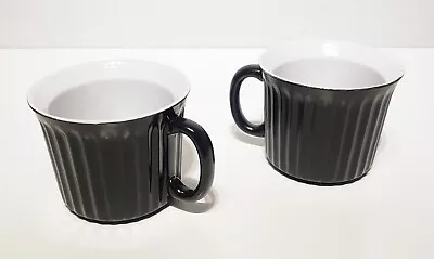 Lot Of 2 Black Bialetti Casa Italia Soup Coffee Mug Cup Ribbed Stoneware 16 Oz • $19.99