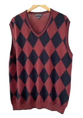 Brooks Brothers Italian Merino Wool Argyle V Neck Sweater Vest Men’s Size XL • $29.95