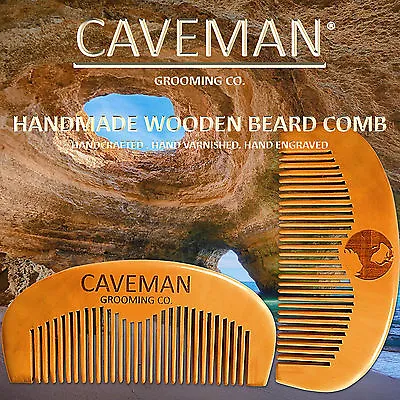 Handcrafted Wood Mustache And Beard Comb By Caveman All Hair Types Custom Comb • $9.98